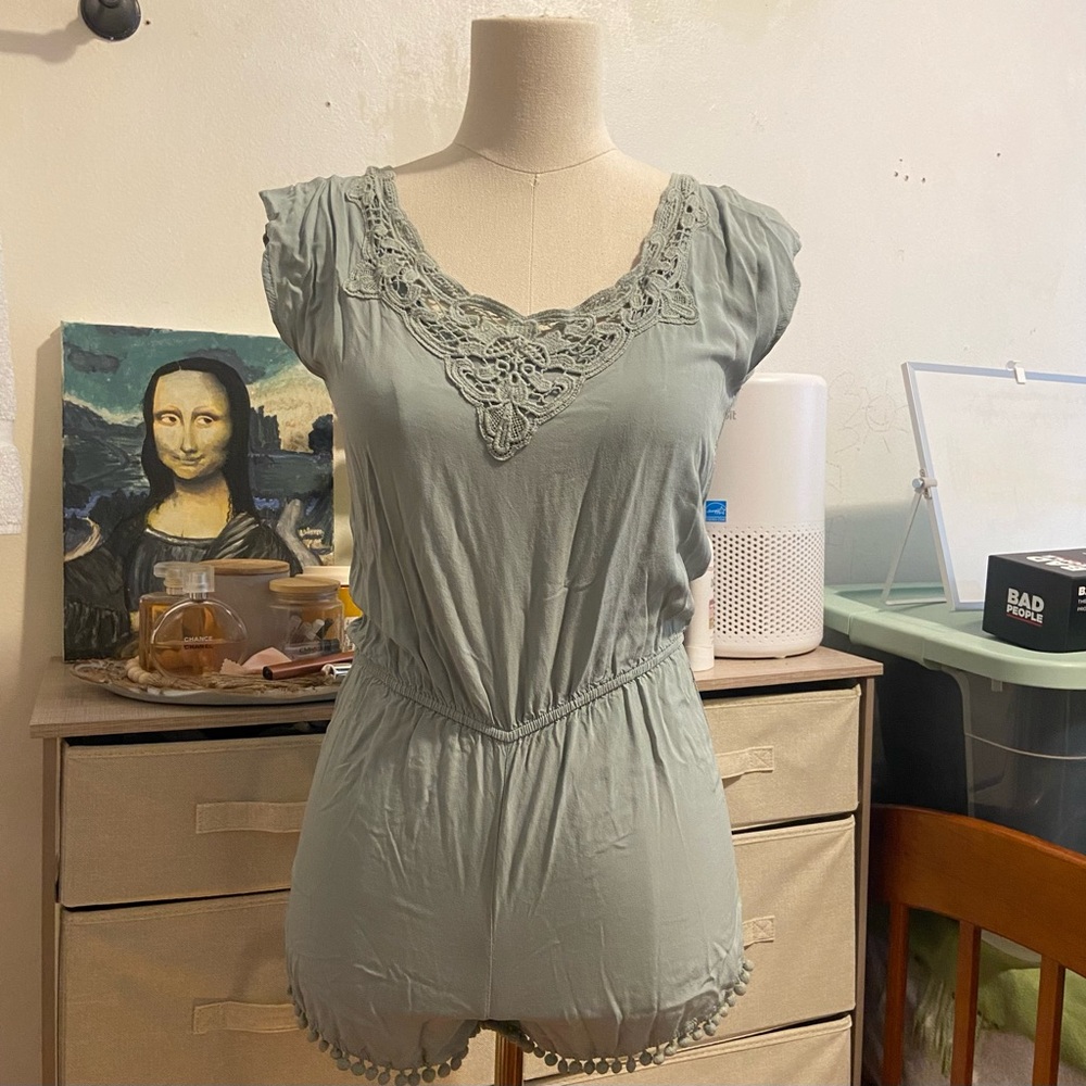 Mint Green Backless Romper